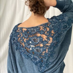 Anthropologie Meadow Rue cowl neck, lace back top